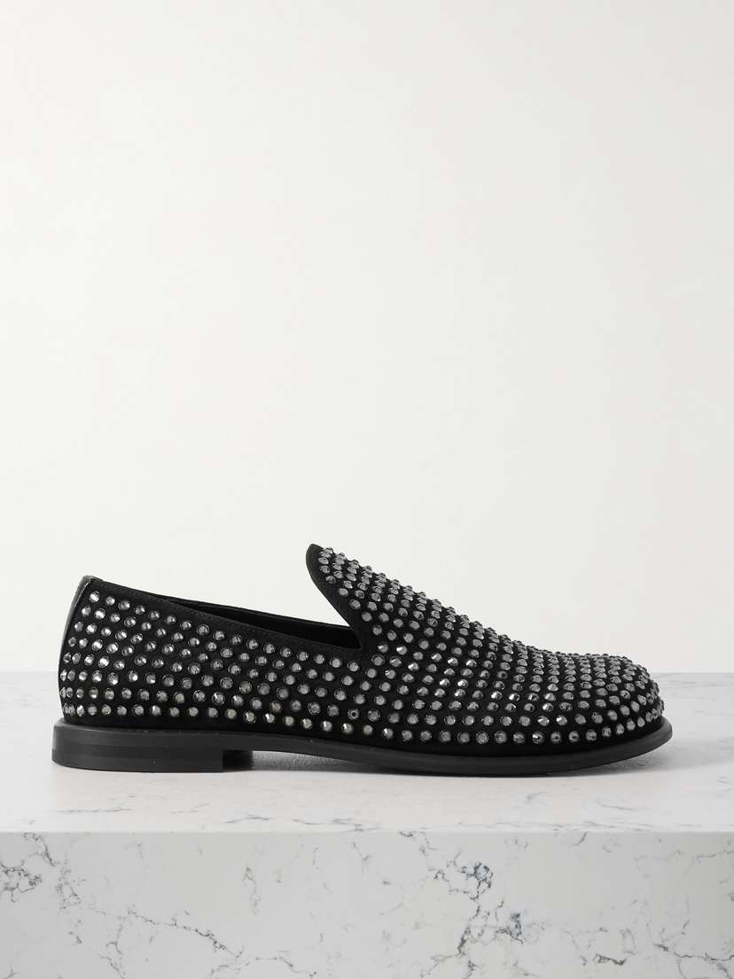 JW Anderson Crystal-embellished Suede Loafers