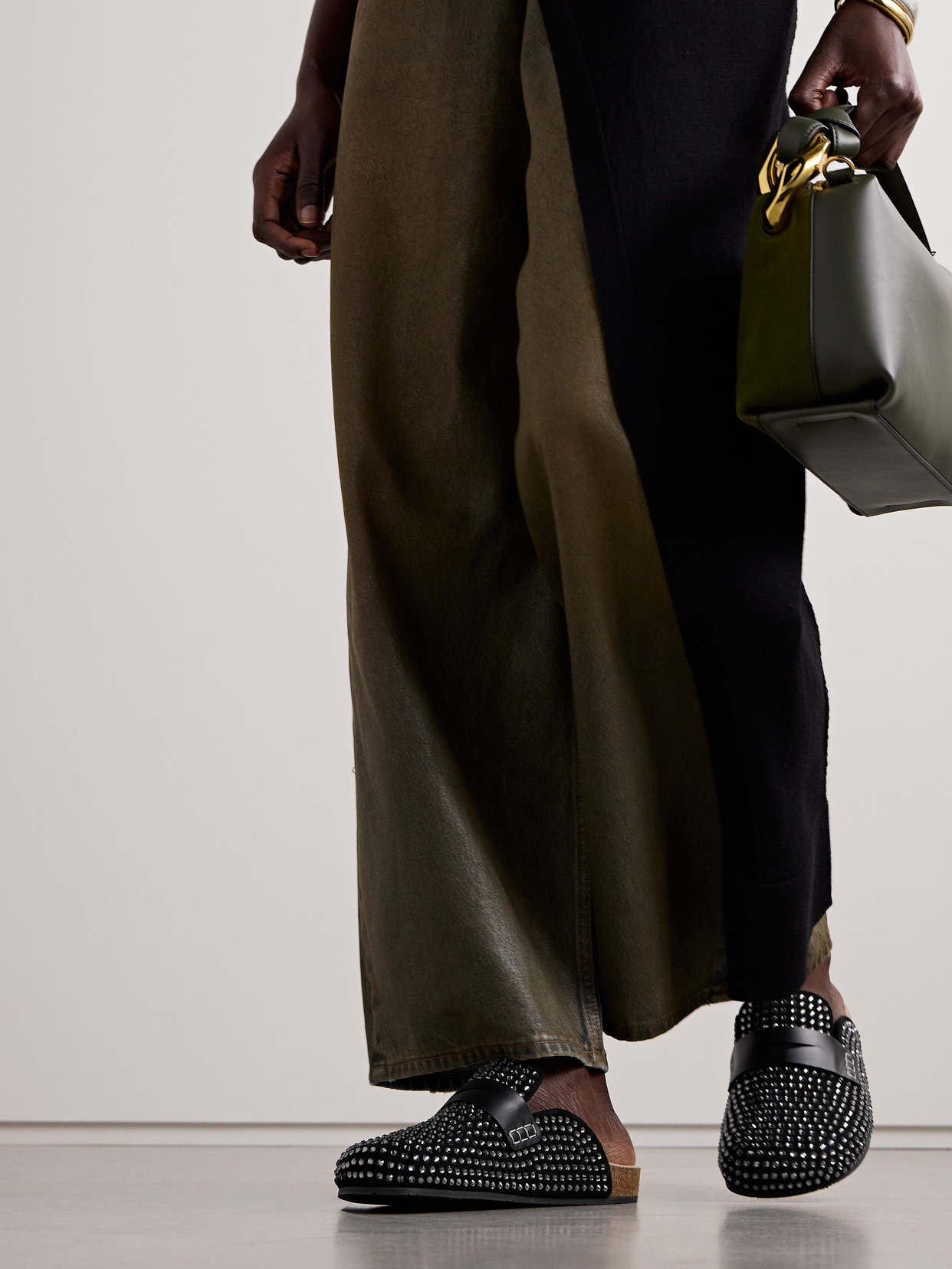 Jw Anderson Leather Mules In Black