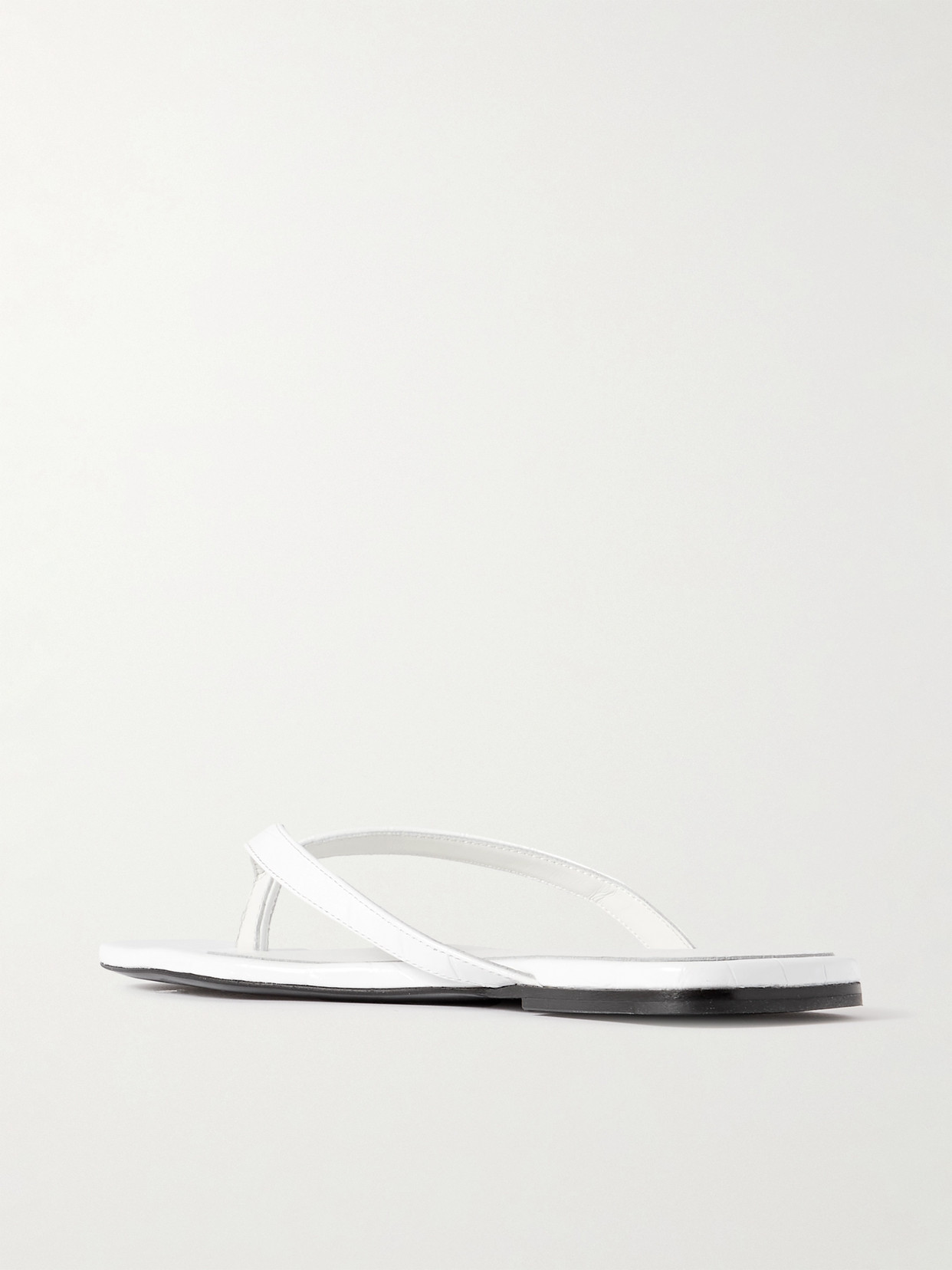 Totême Croc-effect Leather Flip Flops In White