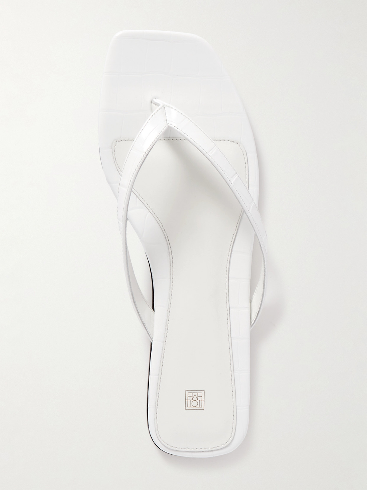 Totême Croc-effect Leather Flip Flops In White