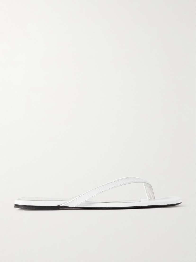 TOTEME Croc-effect Leather Flip Flops