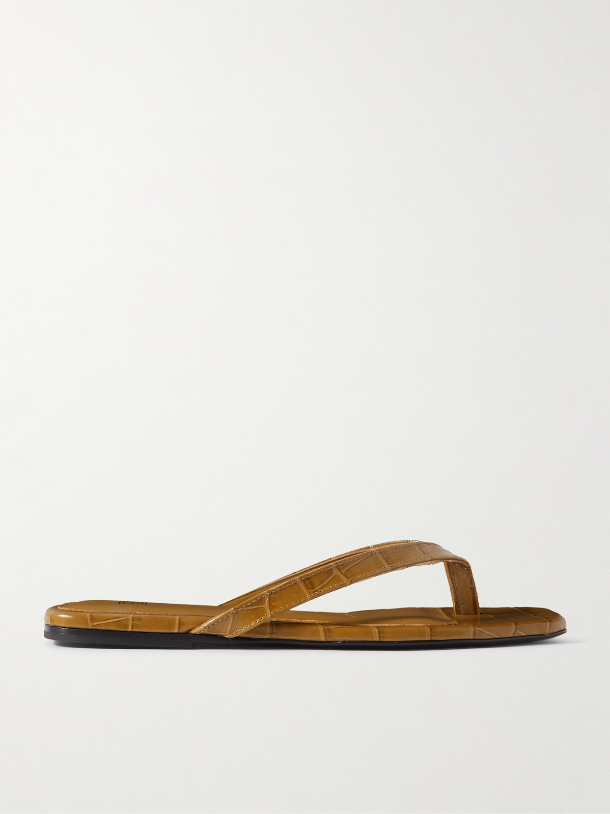 Totême Croc-effect Leather Flip Flops In Neutrals