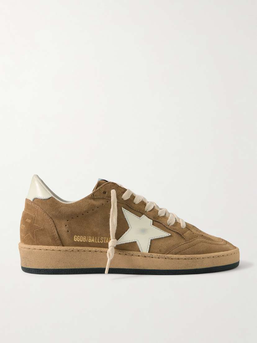 Golden Goose Ball Star Distressed Leather-trimmed Suede Sneakers