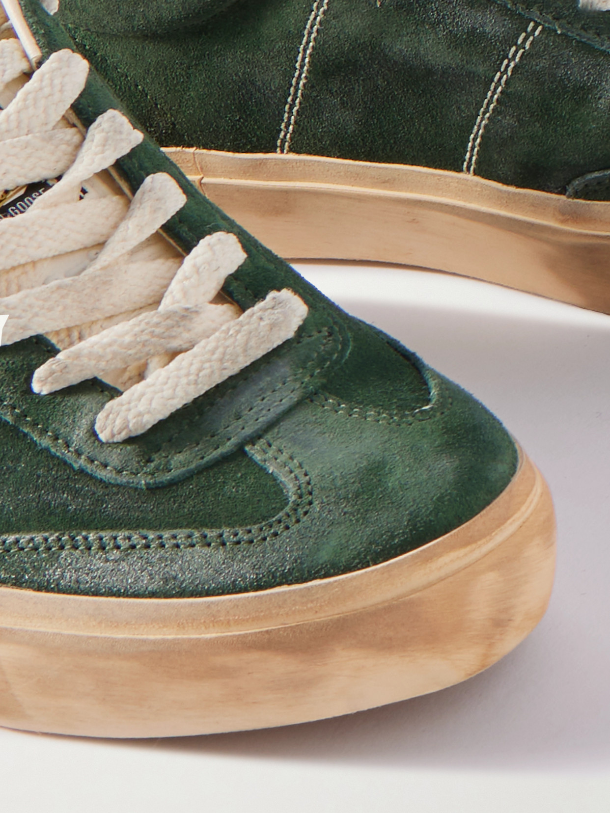 Golden Goose Soul-star Leather-trimmed Suede Sneakers In Green