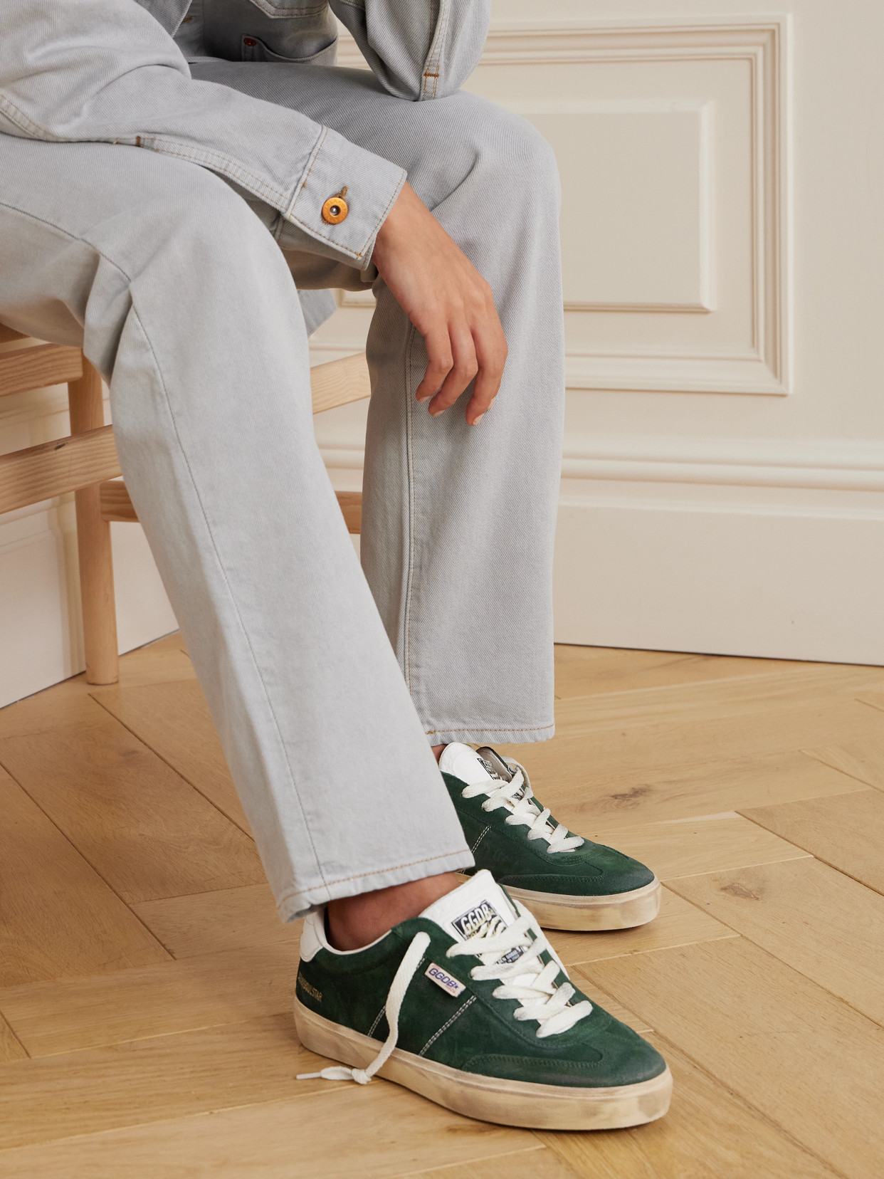 Golden Goose Soul-star Leather-trimmed Suede Sneakers In Green