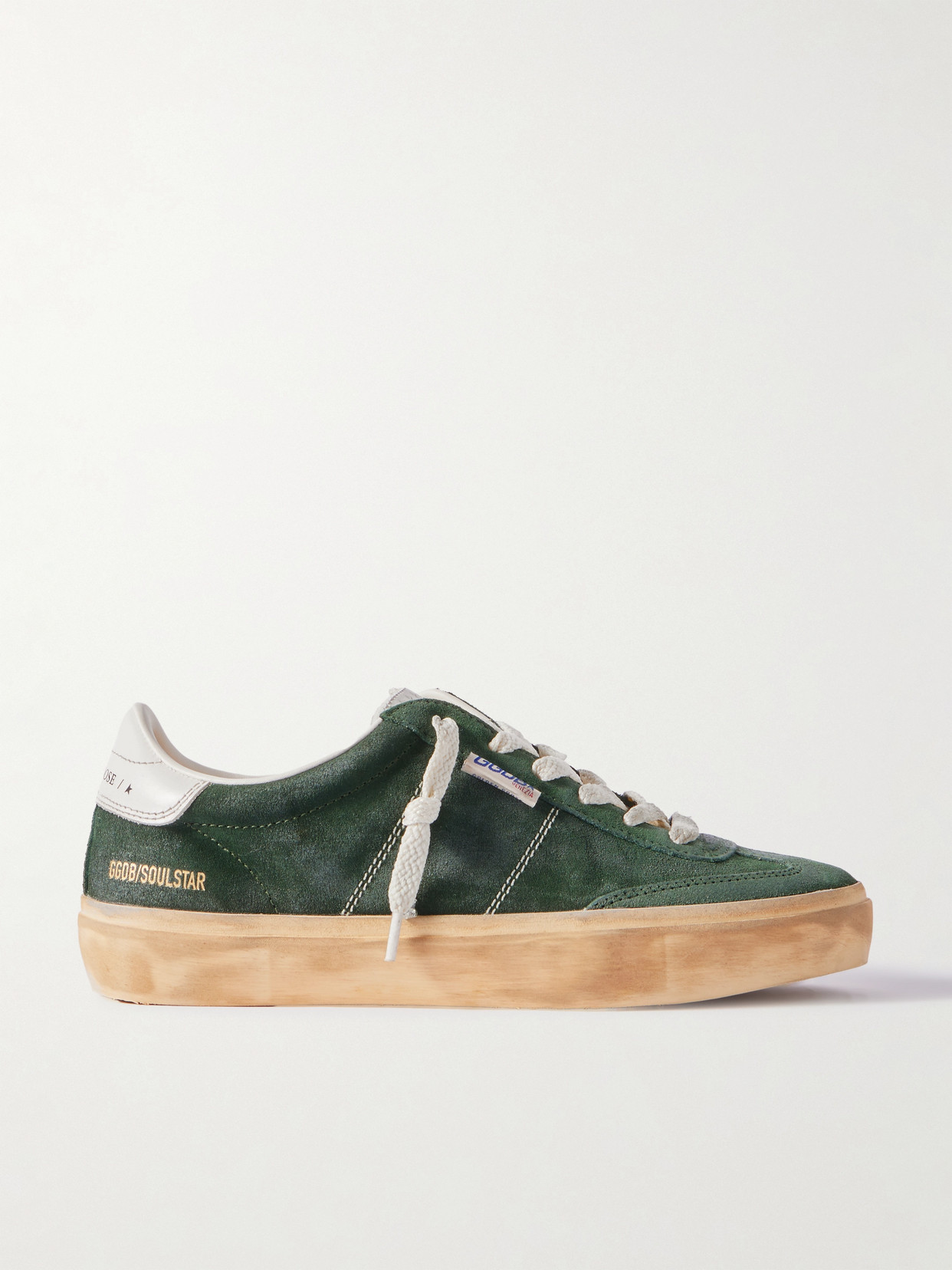 Golden Goose Soul-star Leather-trimmed Suede Sneakers In Green