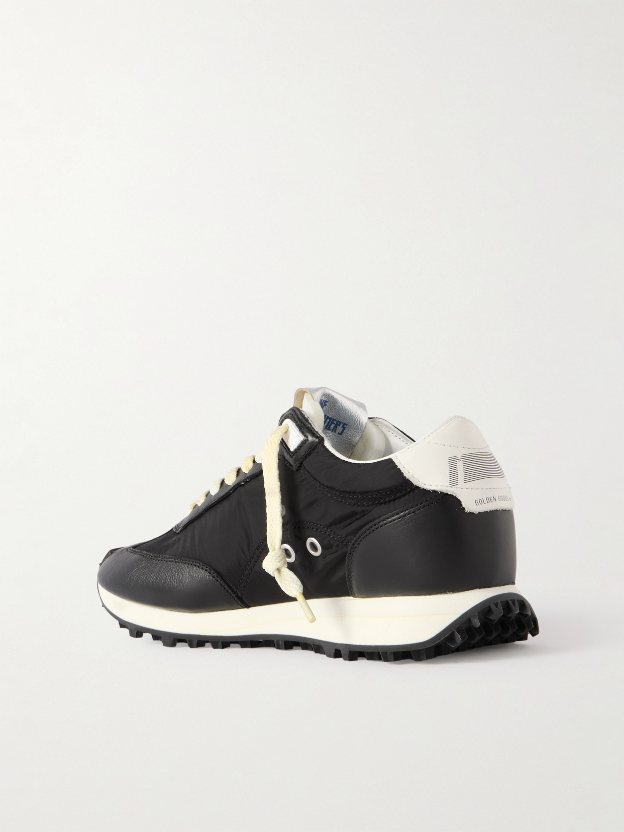Golden Goose Running Marathon Leather-trimmed Shell Sneakers In Black