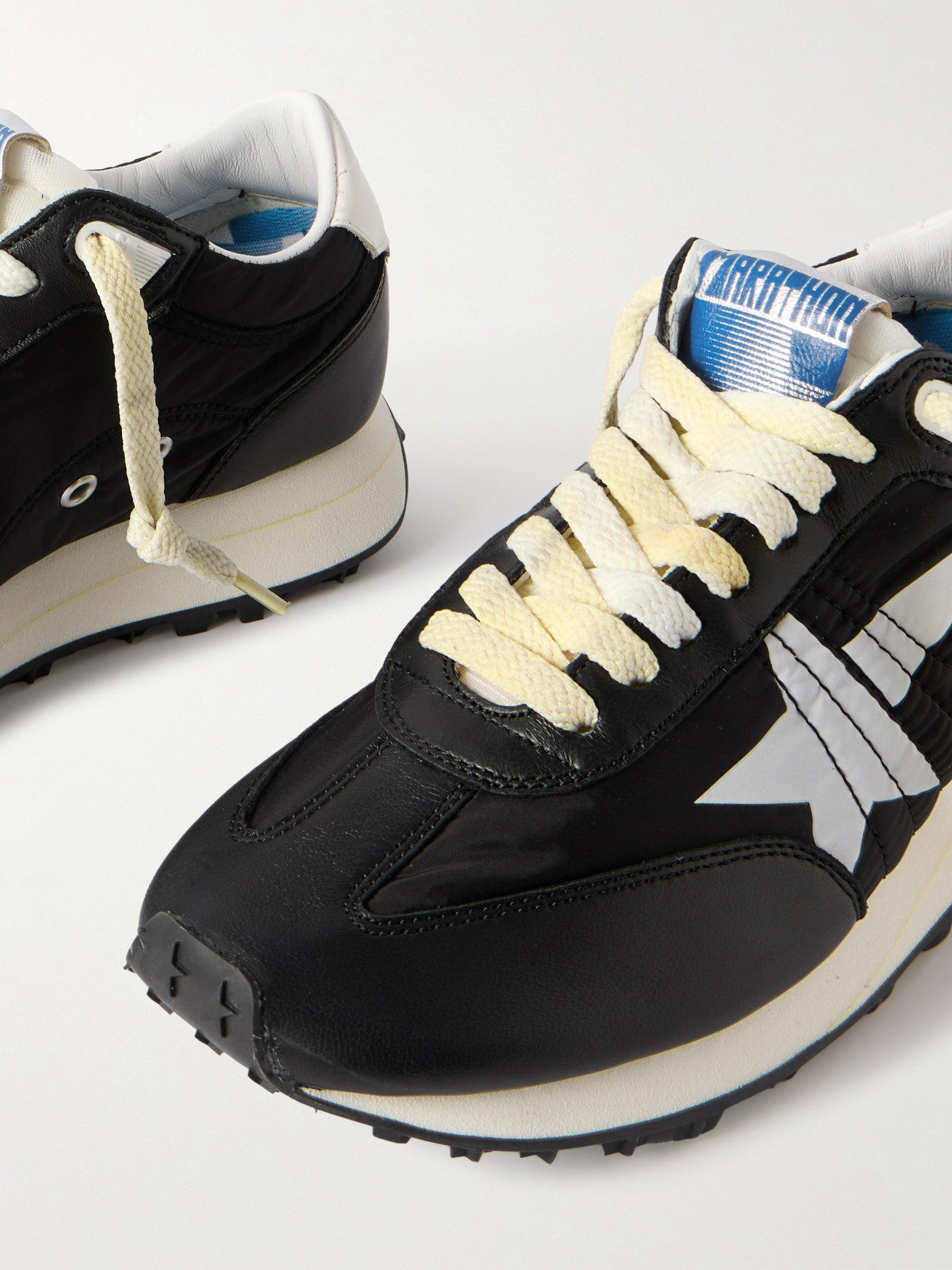 Golden Goose Running Marathon Leather-trimmed Shell Sneakers In Black