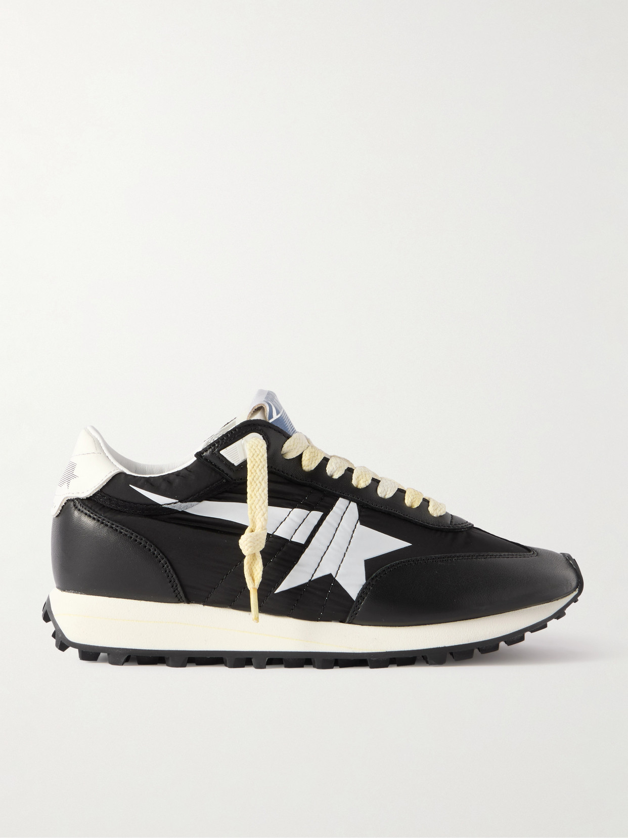 Golden Goose Running Marathon Leather-trimmed Shell Sneakers In Black