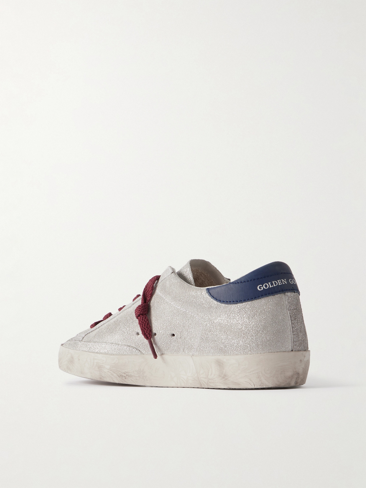 Golden Goose Super-star Distressed Leather-trimmed Metallic Suede Sneakers In White