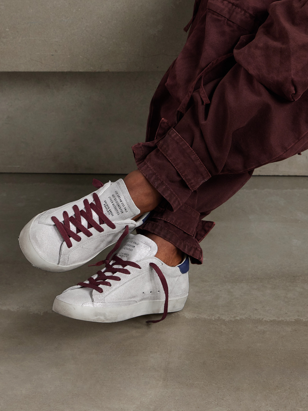 Golden Goose Super-star Distressed Leather-trimmed Metallic Suede Sneakers In White