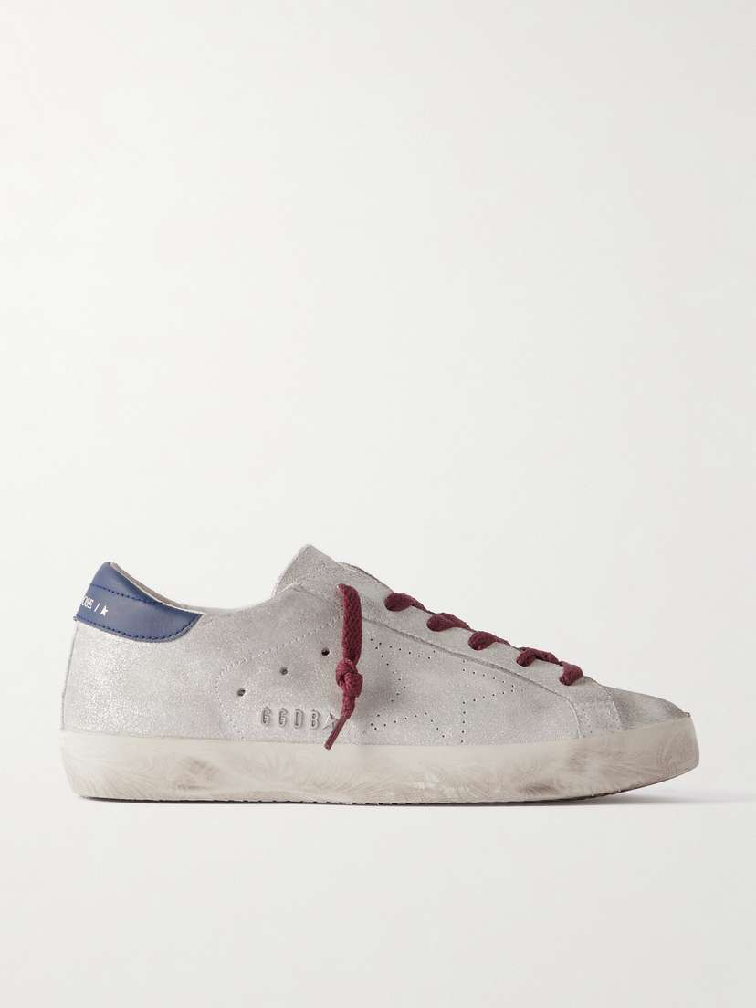 Golden Goose Super-star Distressed Leather-trimmed Metallic Suede Sneakers
