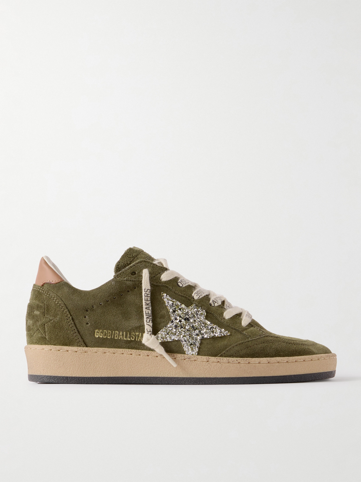 Golden Goose - Ball Star Glittered Leather-trimmed Suede Sneakers - Green