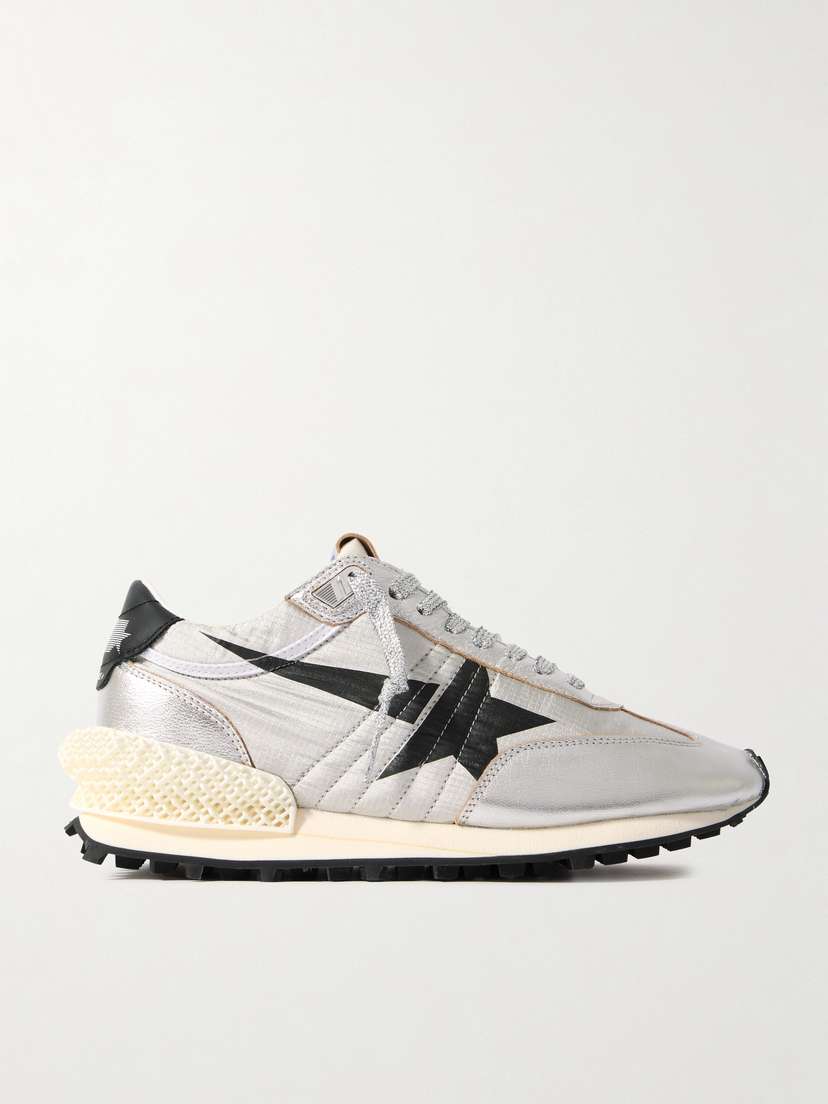 Golden Goose Running Marathon Metallic Rubber And Leather-trimmed Ripstop Sneakers