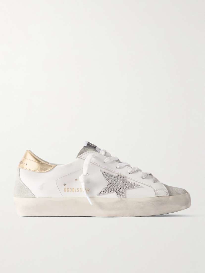 Golden Goose Super-star Embellished Distressed Suede And Leather Sneakers