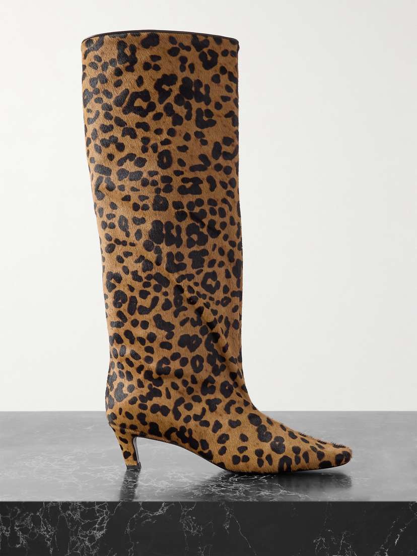 Toteme — The Wide Shaft leopard-print calf hair knee boots