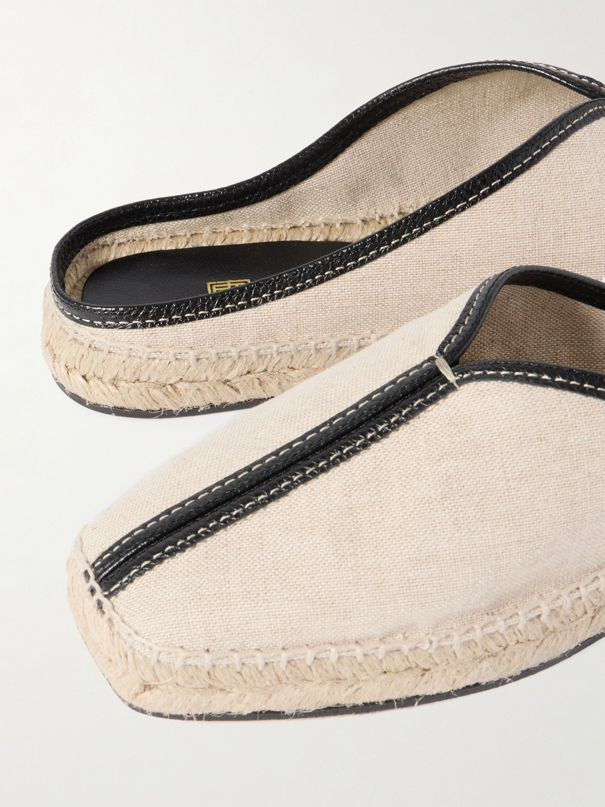Totême Leather-trim Espadrille Slippers In Ecru