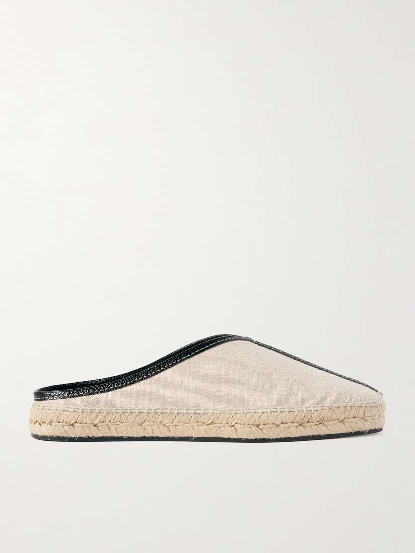 TOTEME Leather-trimmed Canvas Slippers