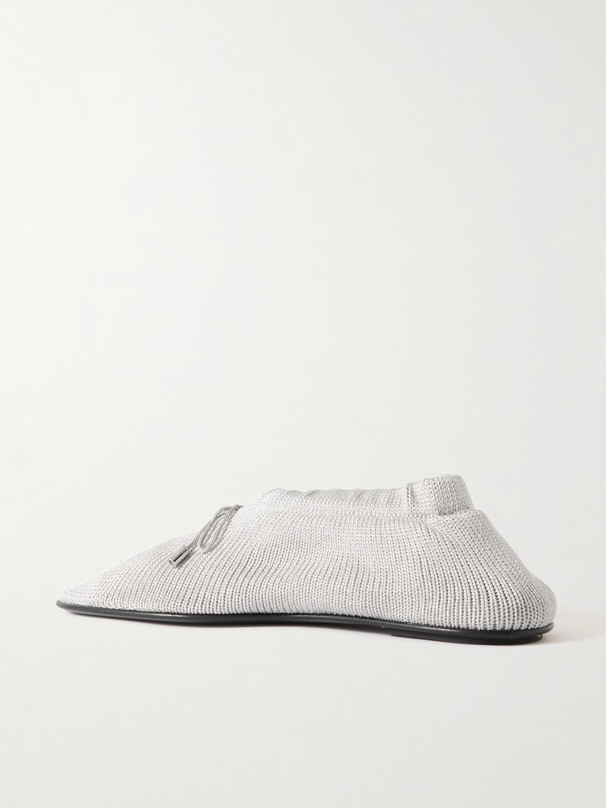 Totême Knitted Bow Ballerina Flats In Matte Silver