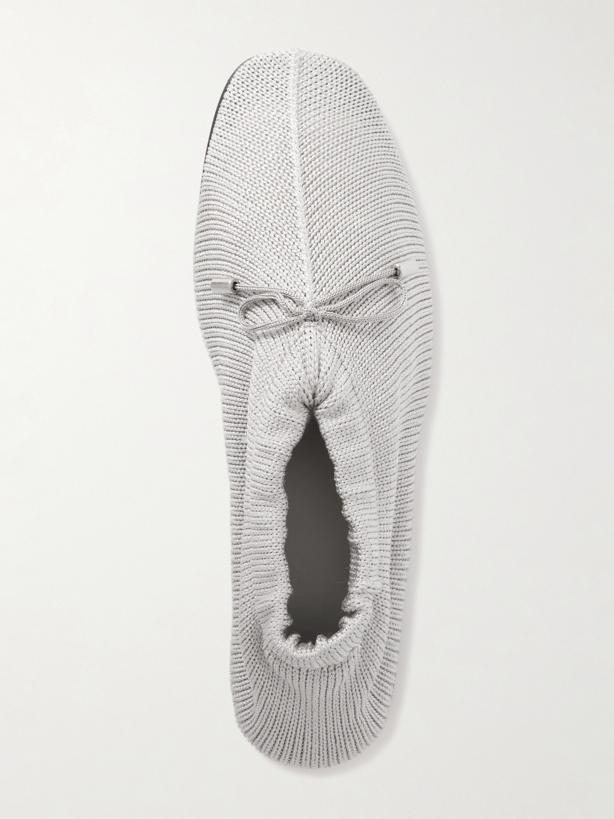 Totême Knitted Bow Ballerina Flats In Matte Silver