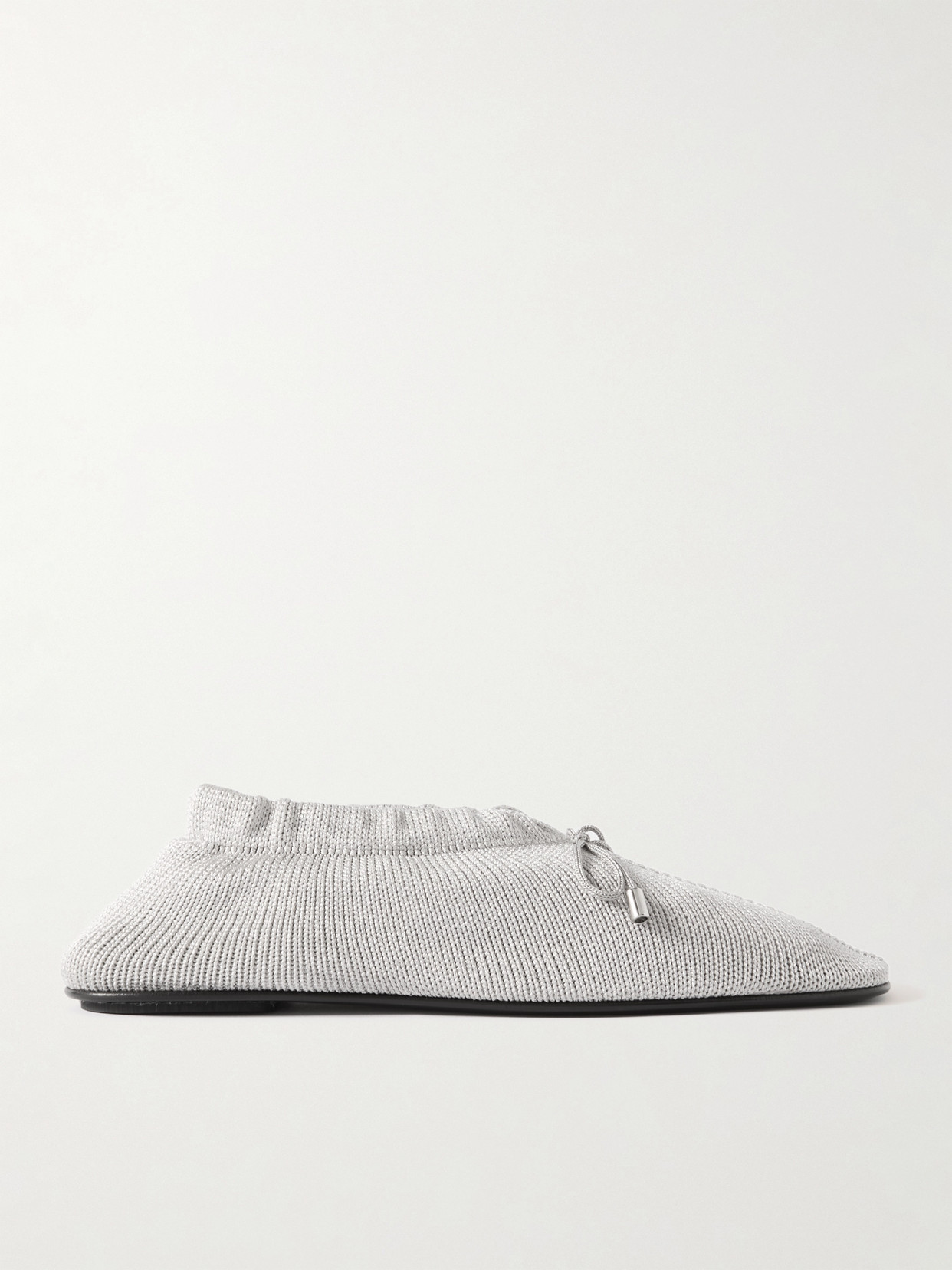 Totême Knitted Bow Ballerina Flats In Silver