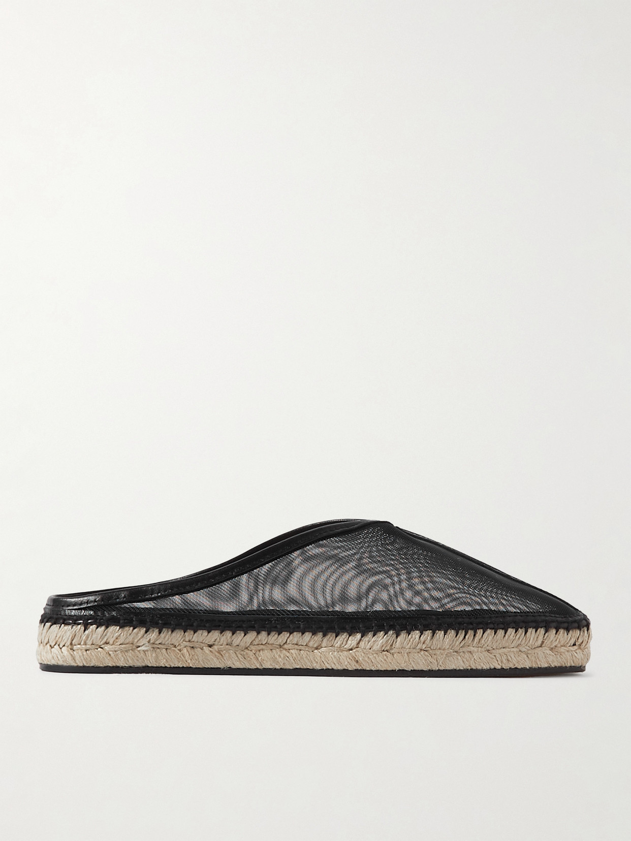 TOTEME - Leather-trimmed Mesh Espadrille Mules - Black