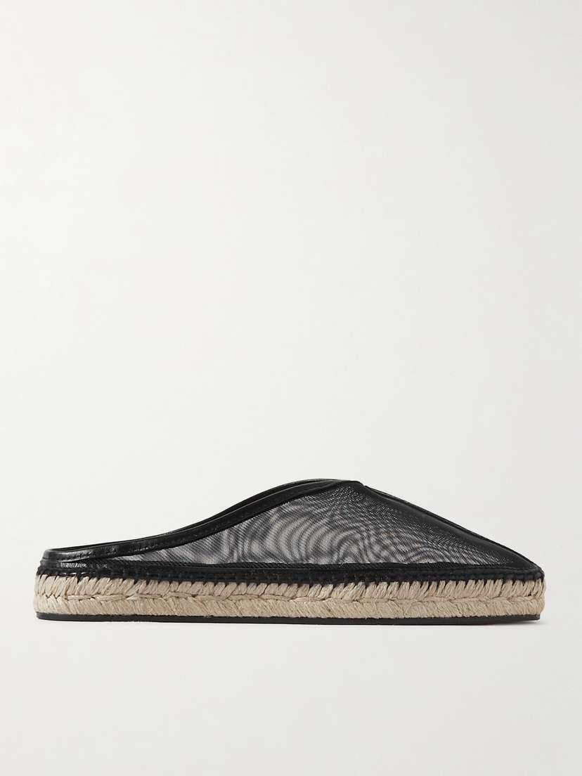 TOTEME Leather-trimmed Mesh Espadrille Mules