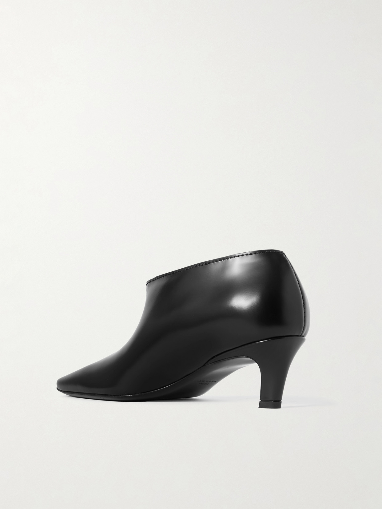 Totême The Wide Shaft Glossed-leather Ankle Boots In Black