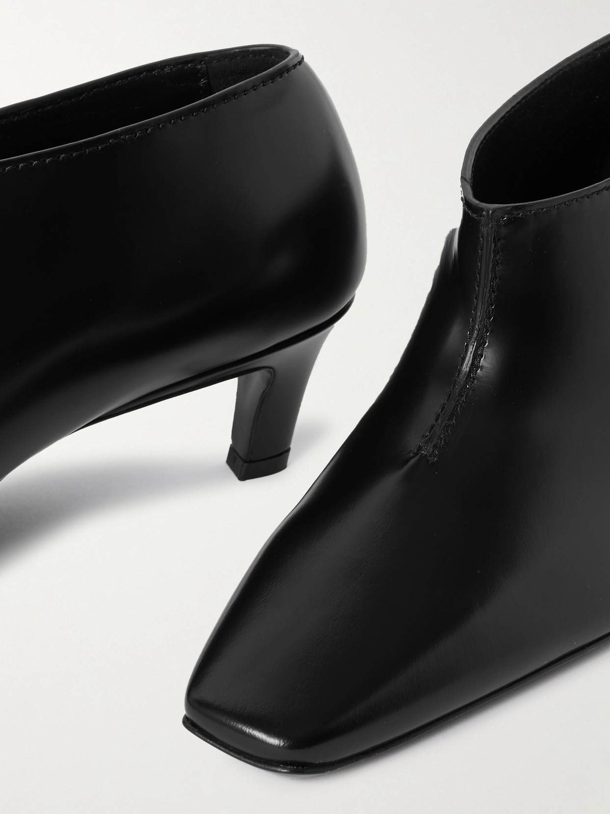 Totême The Wide Shaft Glossed-leather Ankle Boots In Black