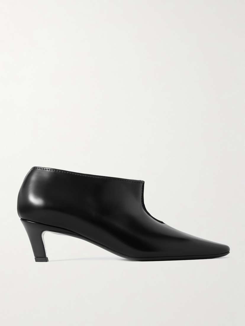 TOTEME The Wide Shaft Glossed-leather Ankle Boots