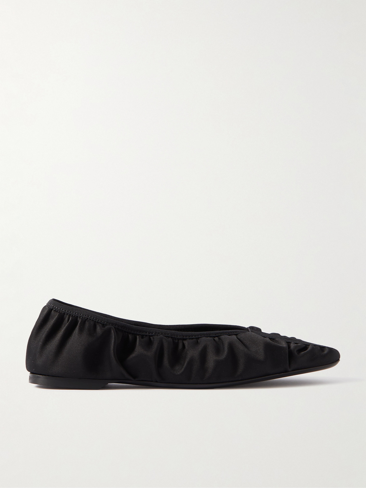 Totême Womens Black The Gathered Square-toe Satin Flats In Black
