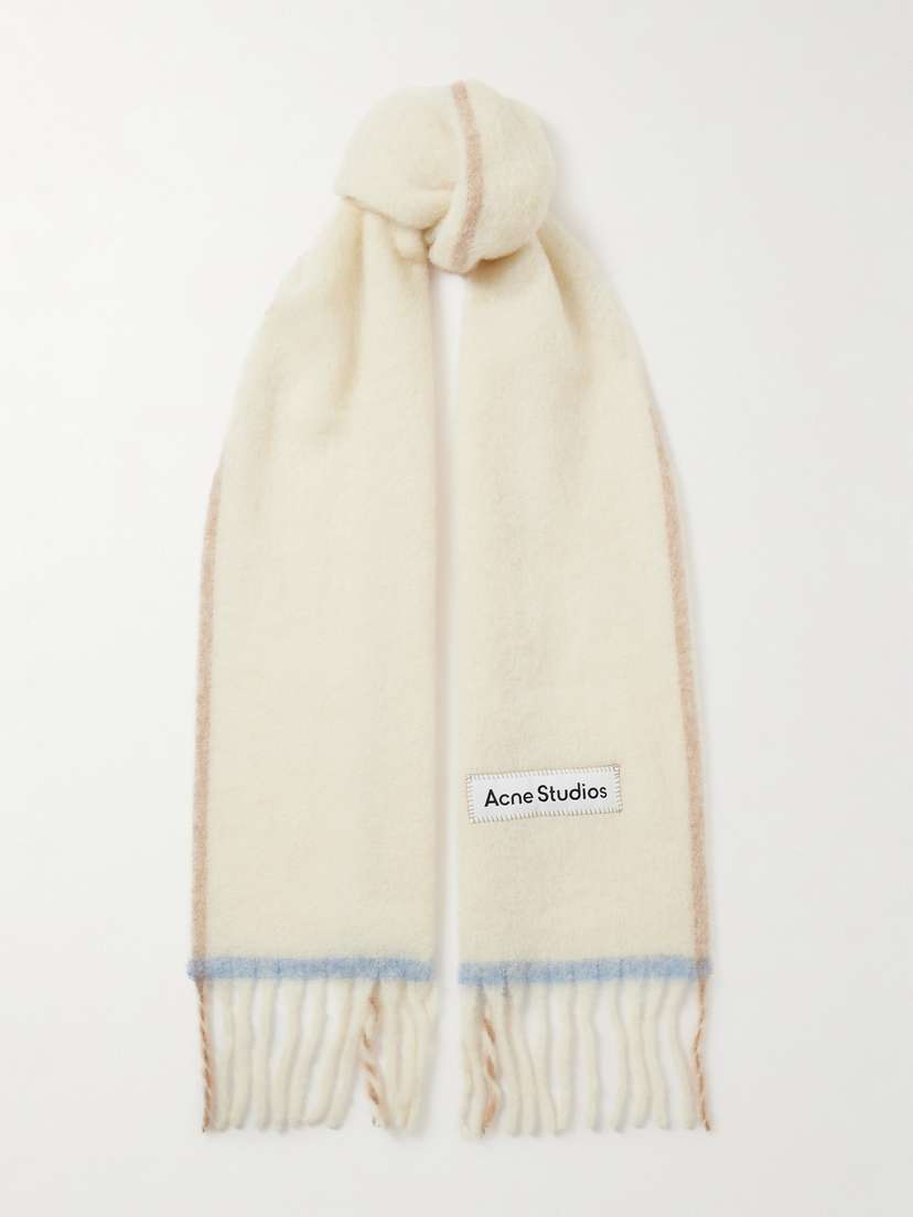 Acne Studios Valley Appliquéd Fringed Woven Scarf