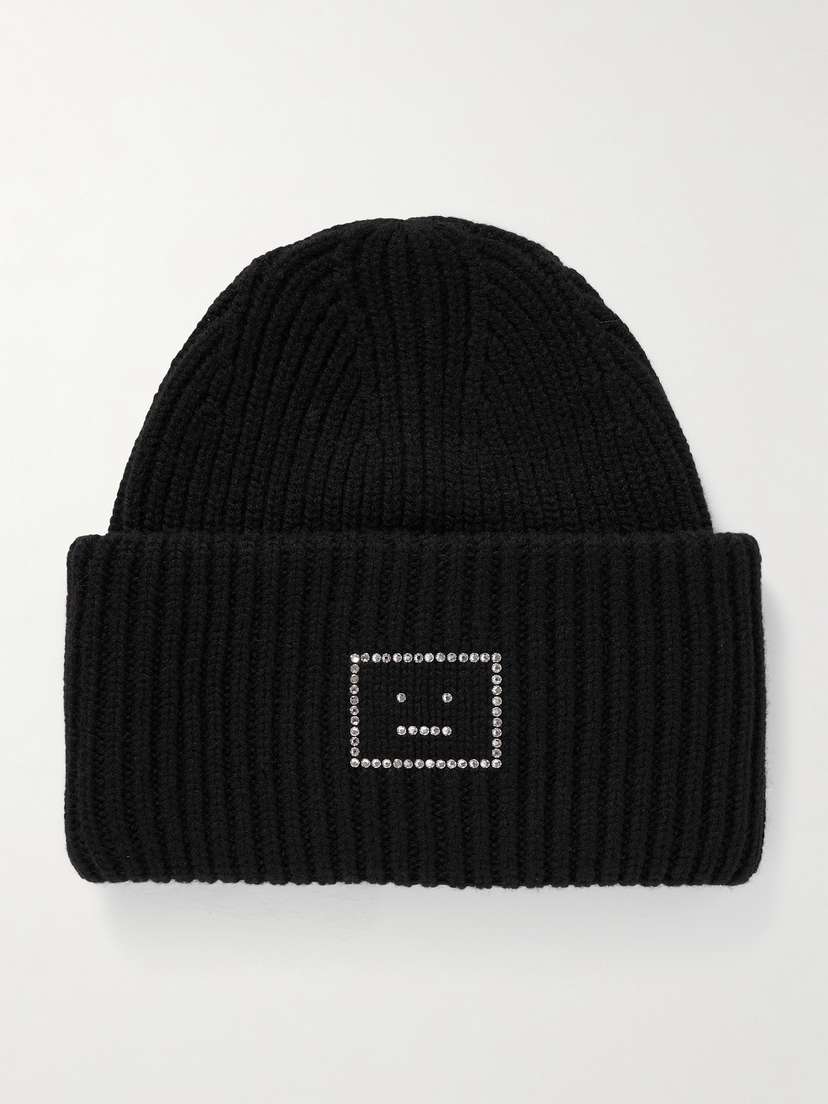 Acne Studios Crystal-embellished Ribbed Wool Beanie