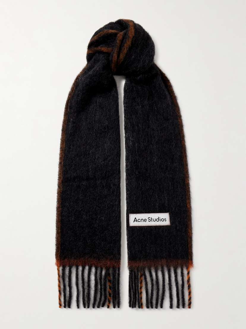Acne Studios Valley Appliquéd Fringed Knitted Scarf