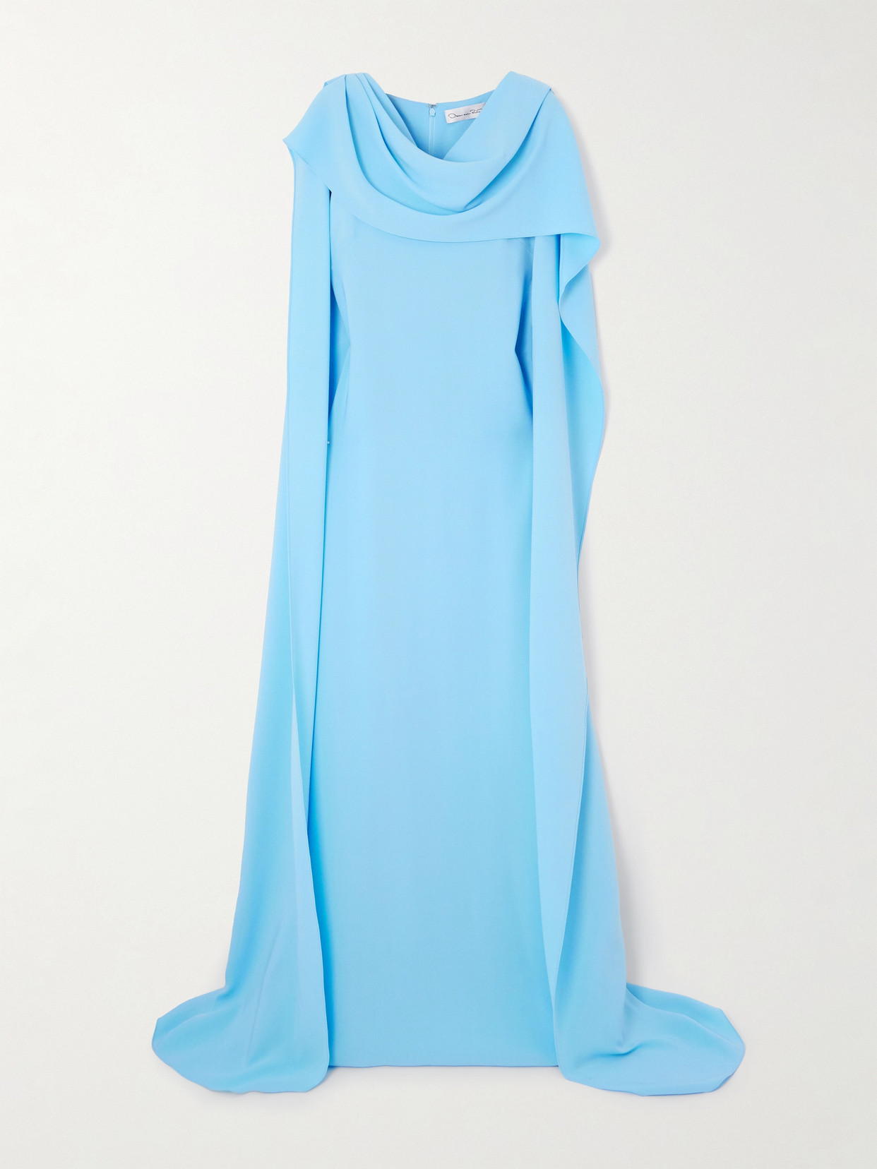 Oscar De La Renta Draped Stretch-silk Crepe Gown In Blue