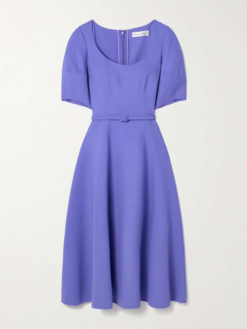 Oscar de la Renta Belted Wool-blend Midi Dress