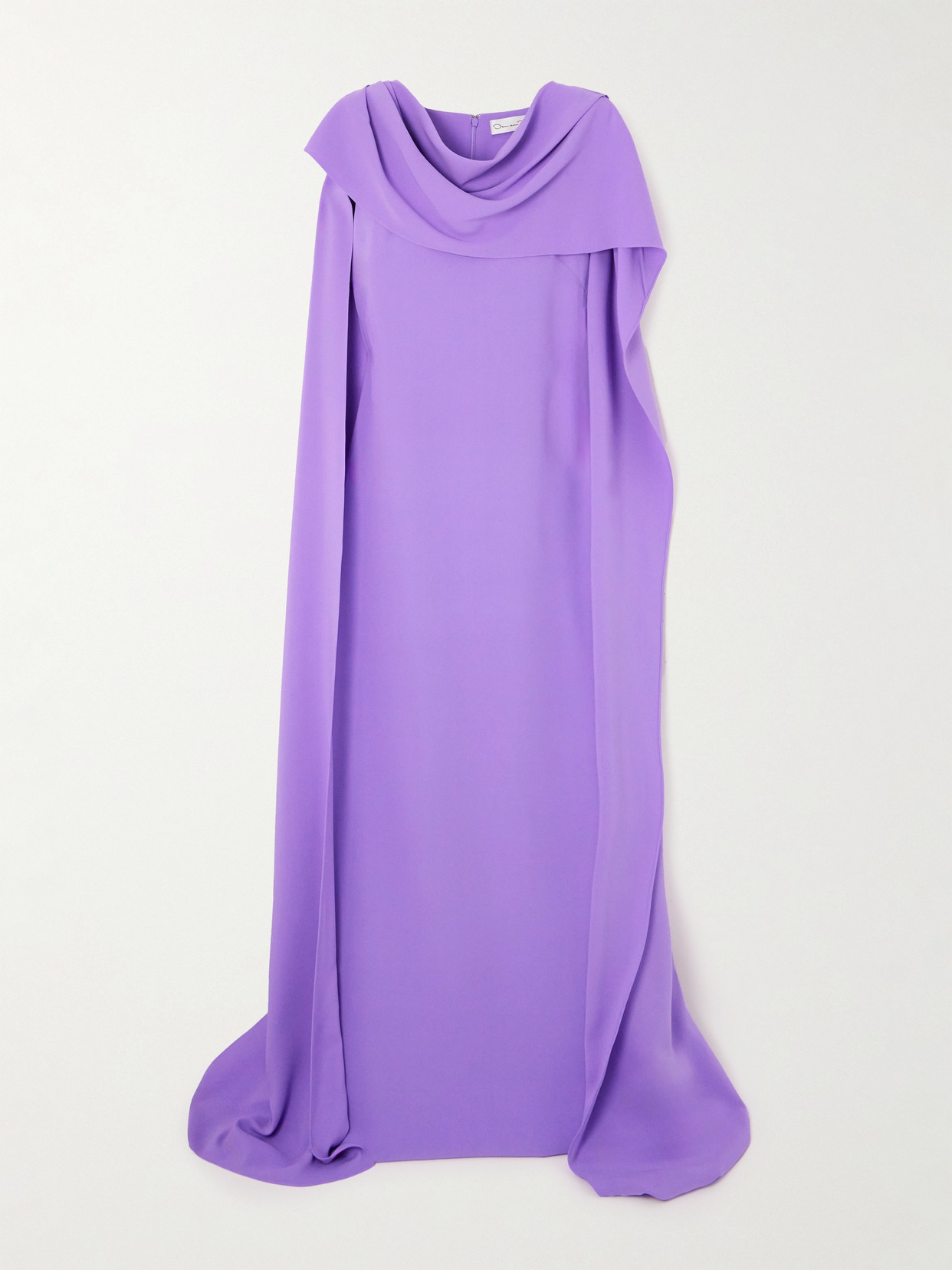 Shop Oscar De La Renta Draped Stretch-silk Crepe Gown In Purple