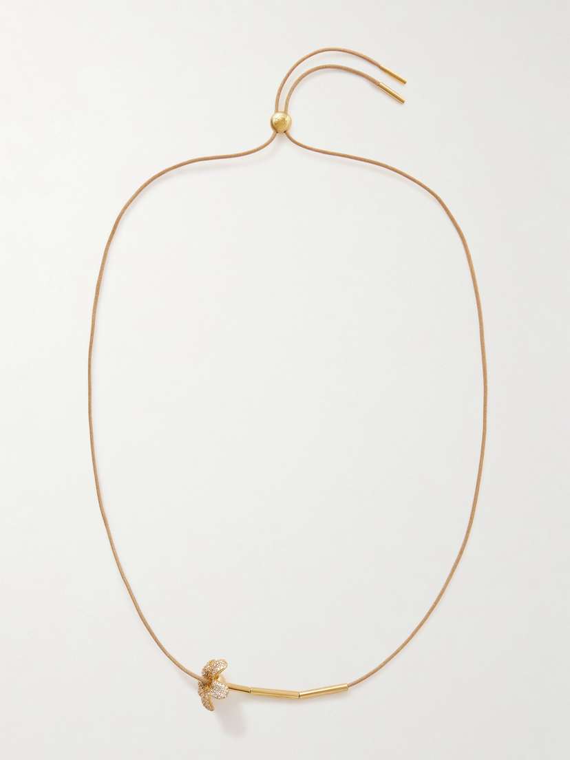 Loewe + Paula's Ibiza Flor Cord, Gold-plated And Crystal Necklace