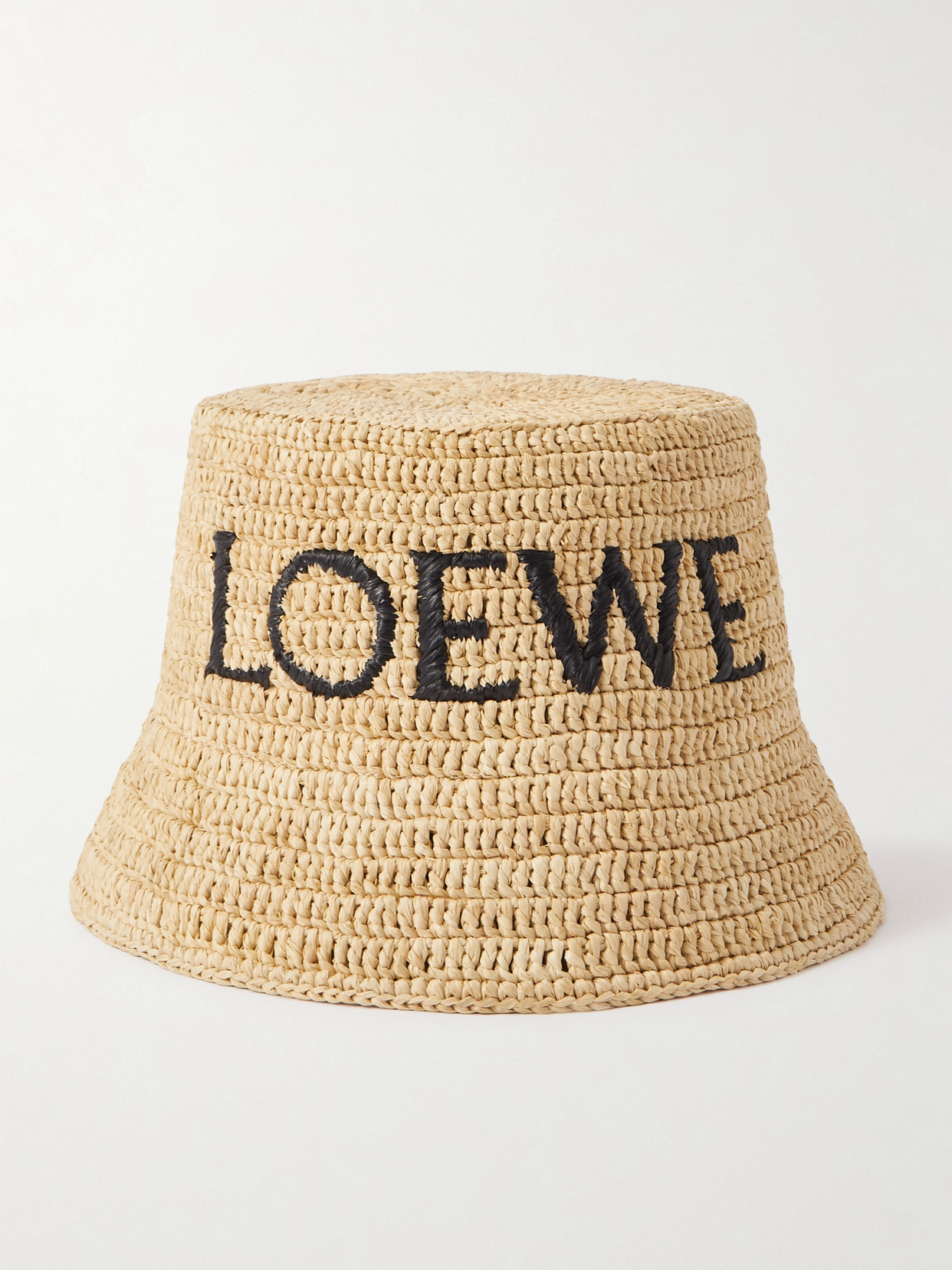 Loewe Logo-embroidered Raffia Bucket Hat In Neutrals