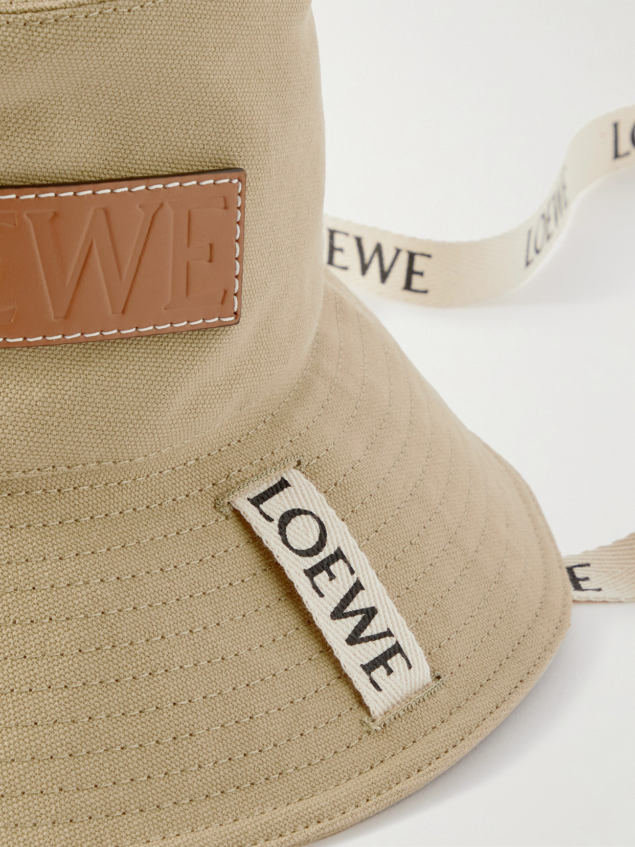 Shop Loewe + Paula's Ibiza Appliquéd Cotton-canvas Bucket Hat In Neutrals