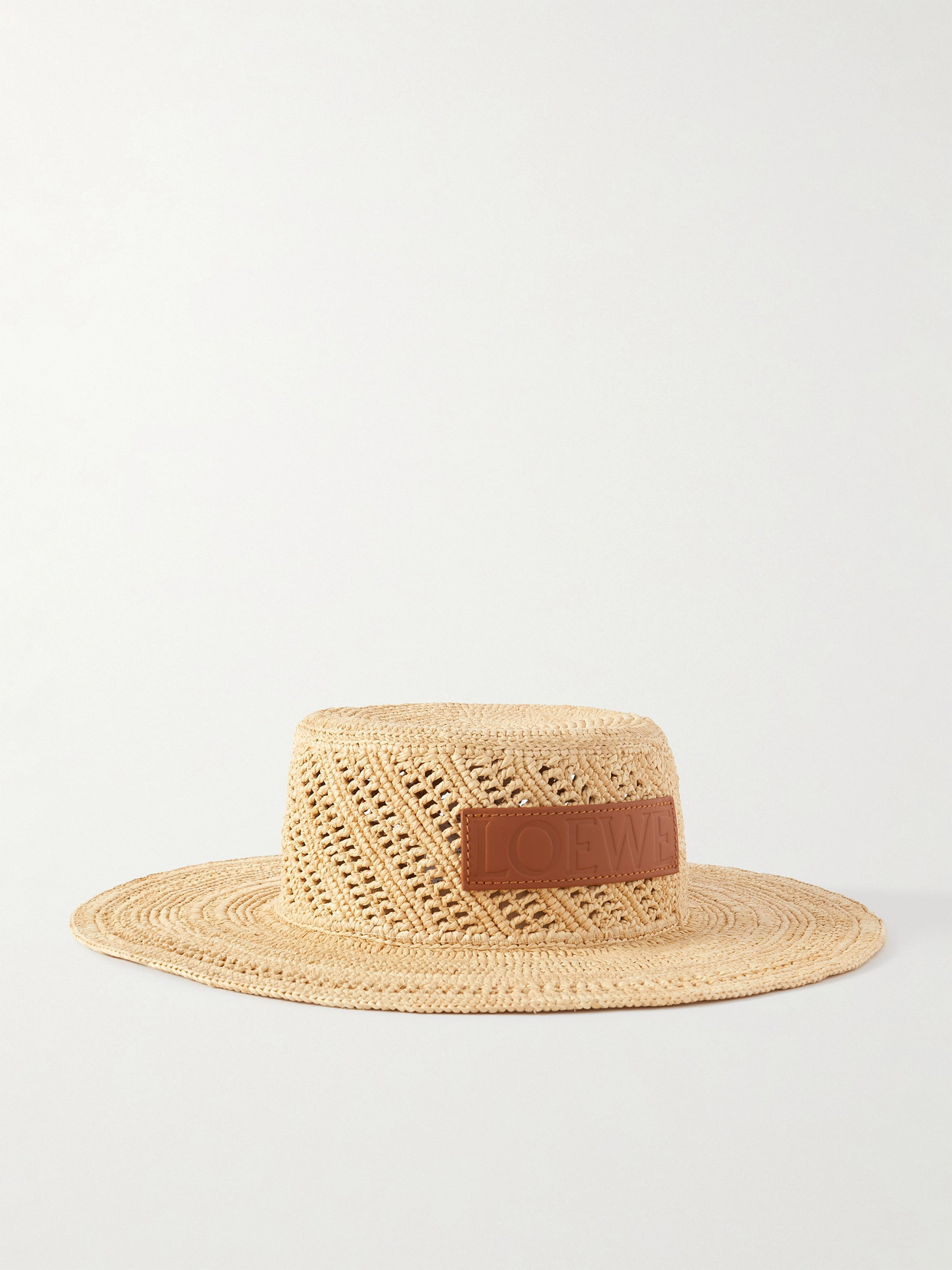 Loewe + Paula's Ibiza Ajoure Appliquéd Raffia Hat In Neutrals