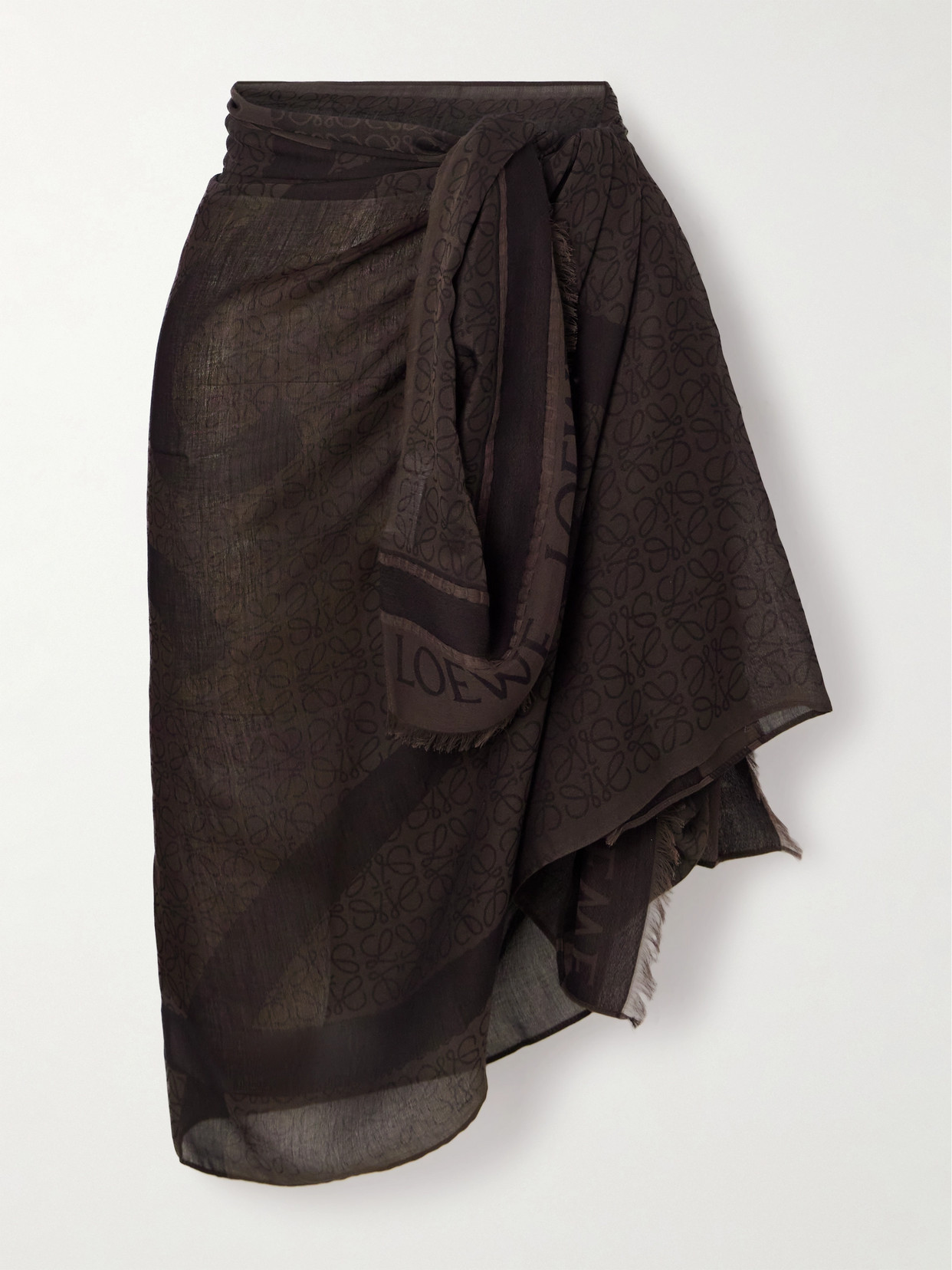 Loewe + Paula's Ibiza Cotton-jacquard Scarf In Brown