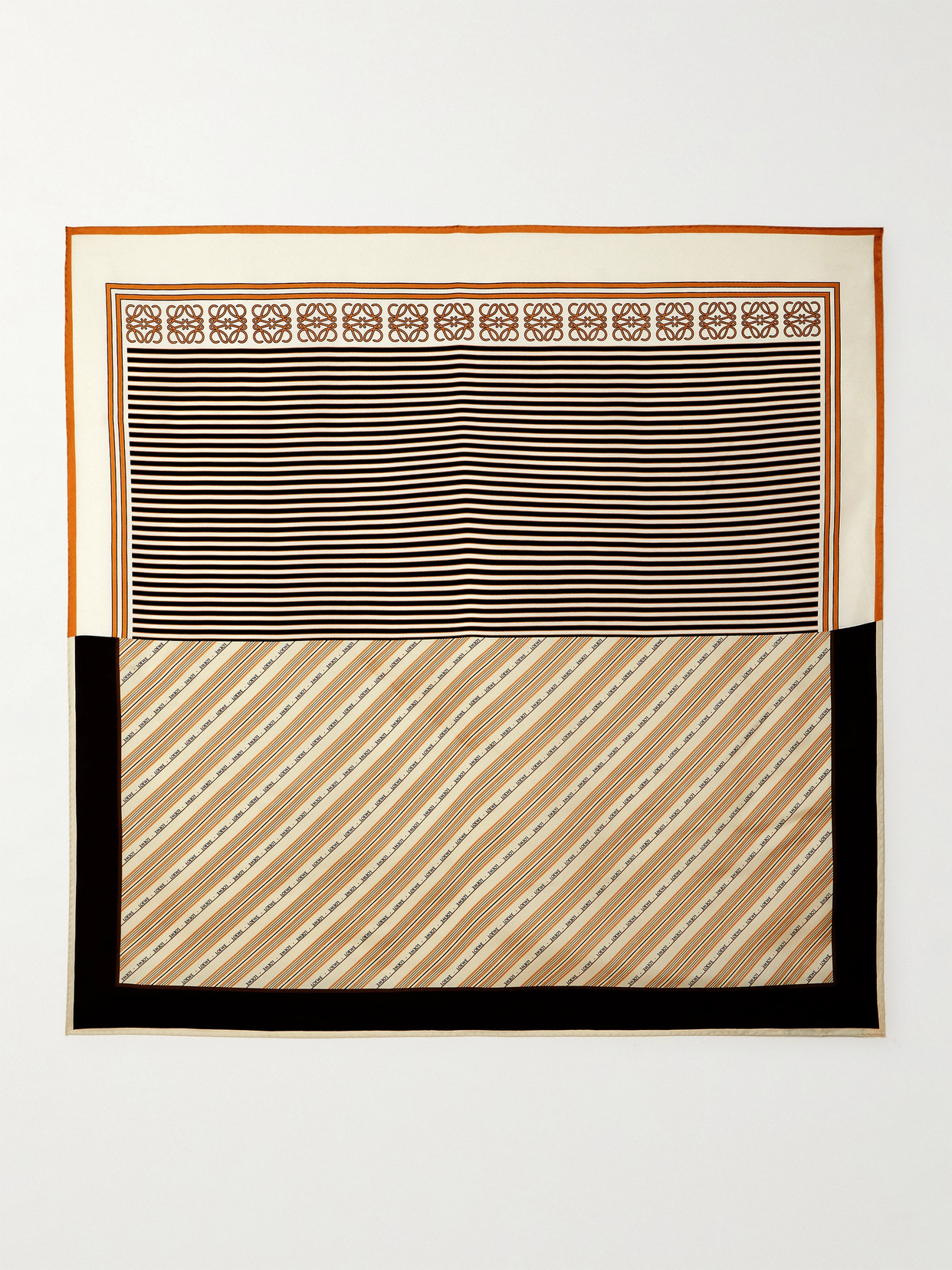 Loewe + Paula's Ibiza Striped Silk Scarf In Brown