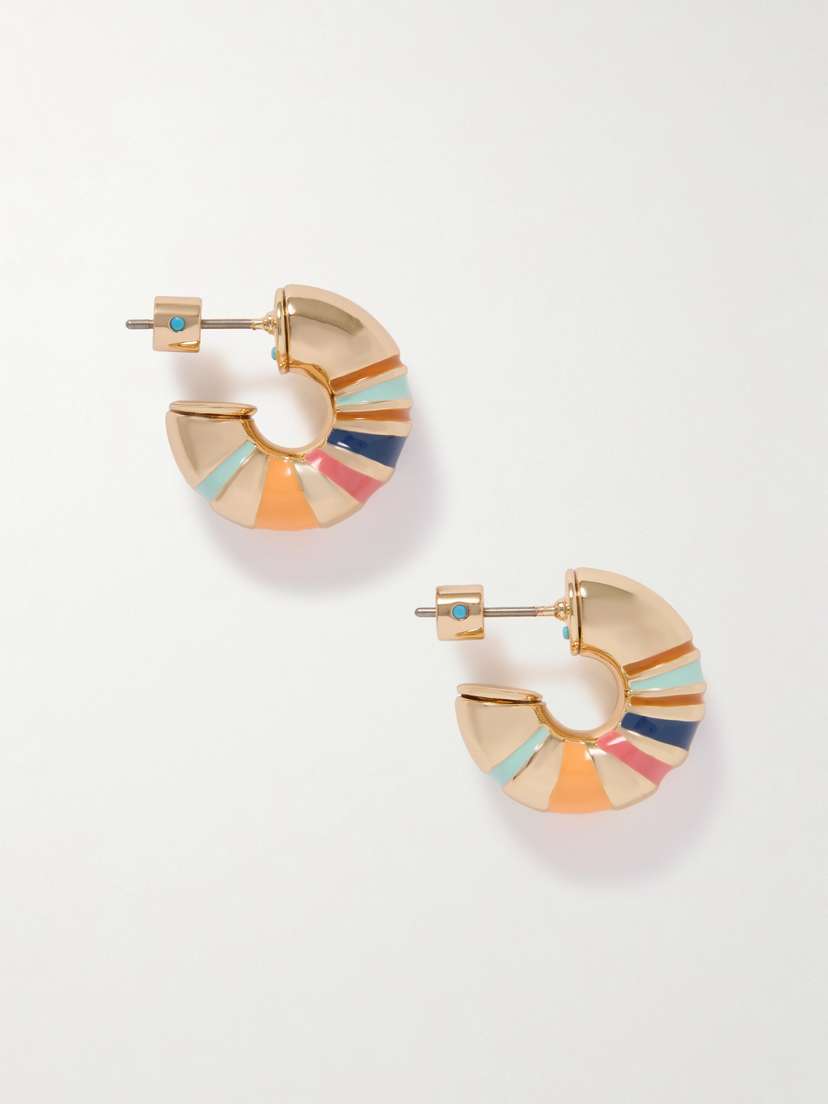 Roxanne Assoulin The Campania Chubbies Gold-tone And Enamel Hoop Earrings