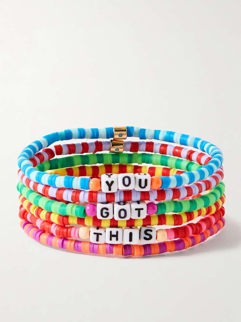 Roxanne Assoulin Technicolor Camp Set Of Six Enamel And Gold-tone Bracelets