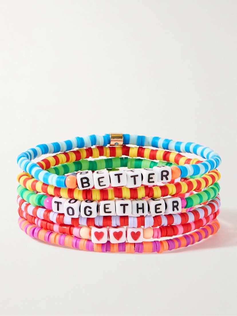 Roxanne Assoulin Technicolor Camp Set Of Six Enamel And Gold-tone Bracelets