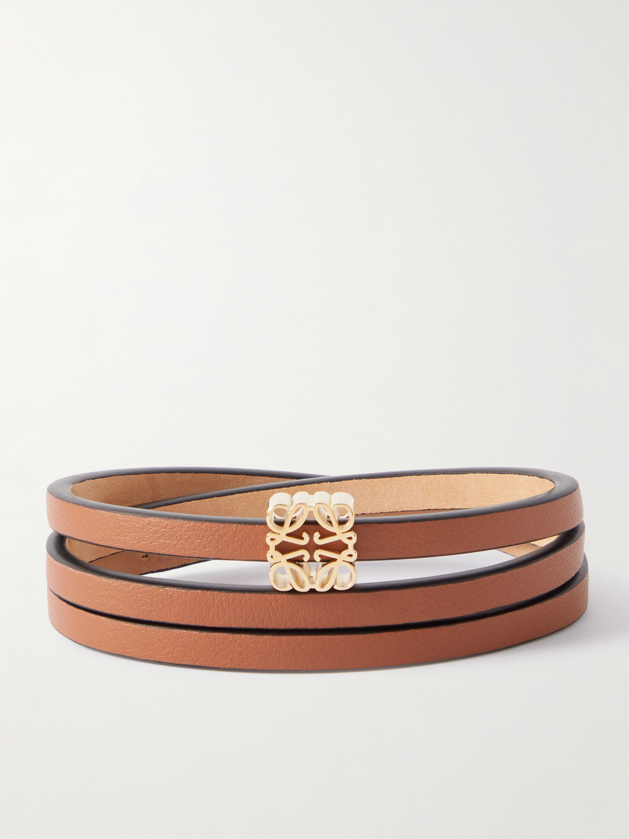 Shop Loewe + Paula's Ibiza Twist Embellished Leather Wrap Bracelet In Brown