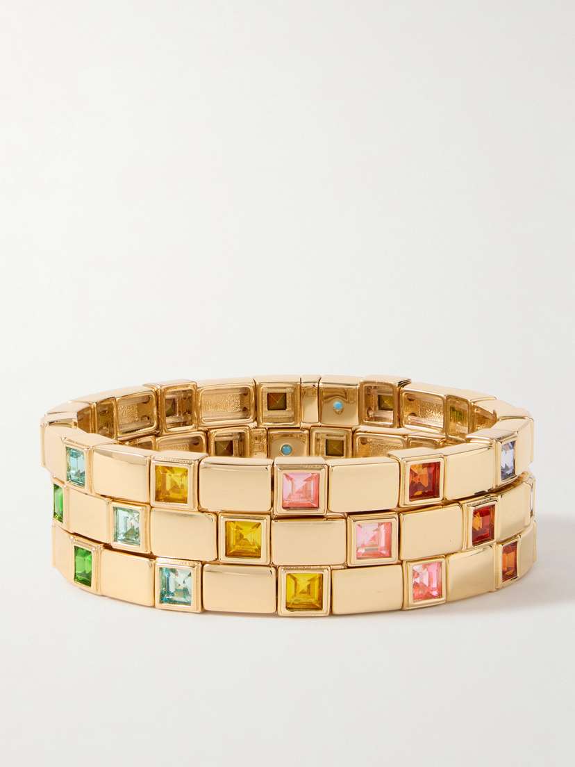 Roxanne Assoulin Swank Set-of-three Gold-tone Crystal Bracelets