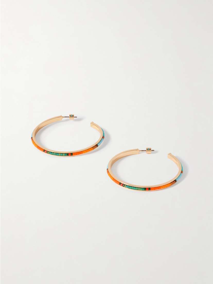 Roxanne Assoulin La Sponda Gold-tone And Enamel Hoop Earrings