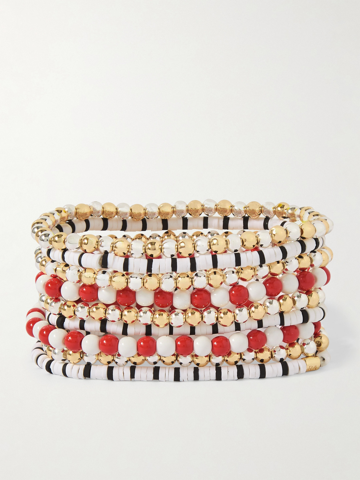 Roxanne Assoulin A Walk On The Beach Set Of Nine Enamel, Gold- And Silver-tone Bracelets In Multi